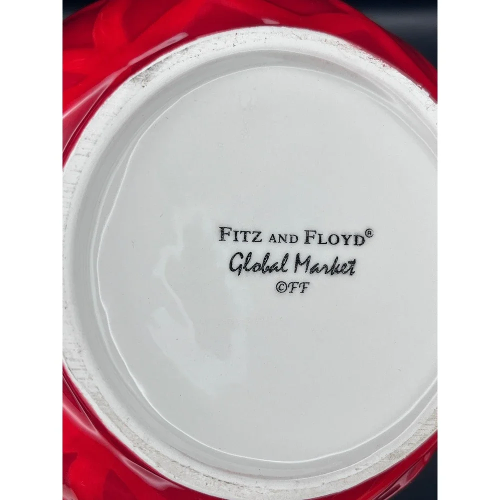 Fitz and Floyd Global Market Ceramic Pitcher Iced‎ Tea Margarita Sangria Red 11